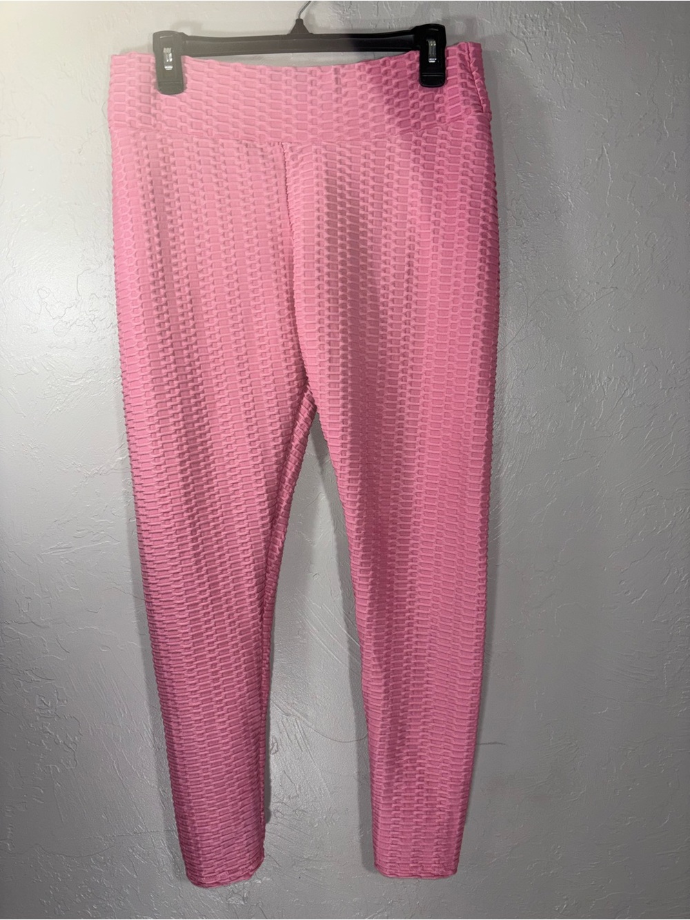 Textured High-Rise Pink Leggings - Womens Pants & Jumpsuits